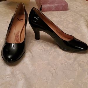 Black patent pumps, 3 inch heel, sofft brand